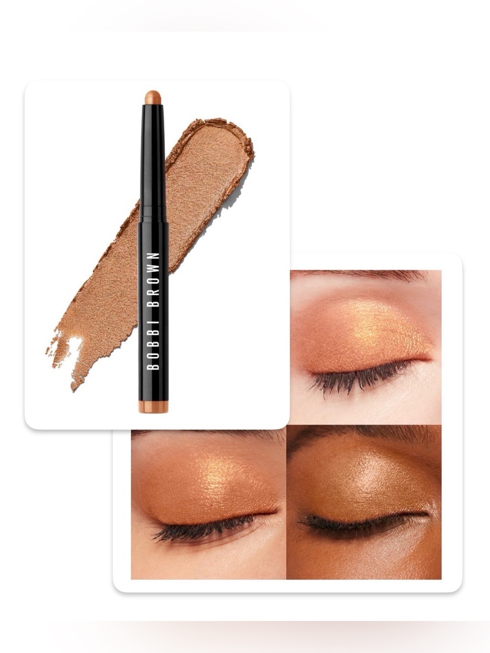 NEW [Bobbi Brown] 24-hr Cream Eyeshadow Stick, Golden Light Chrome .05 oz/1.6 g